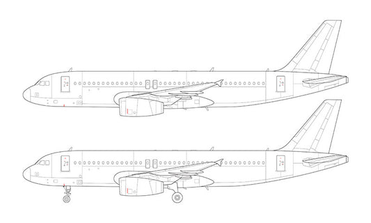 Airbus A320 with v2500 engines line drawing