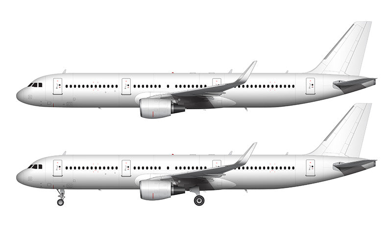 All White Airbus A321 with cfm56 engines and sharklets template