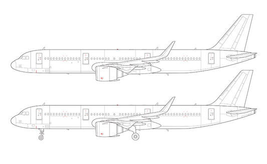 Airbus A321 NEO with CFM LEAP engines line drawing