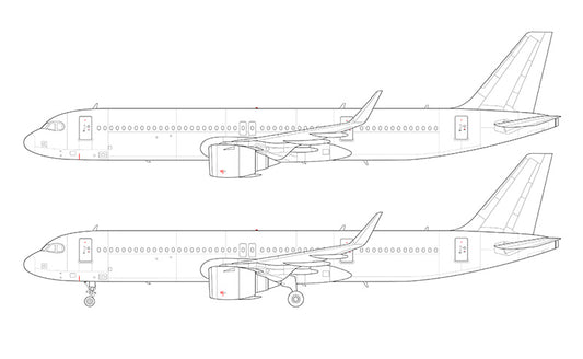 Airbus A321 NEO LR (Long Range) with CFM LEAP engines line drawing