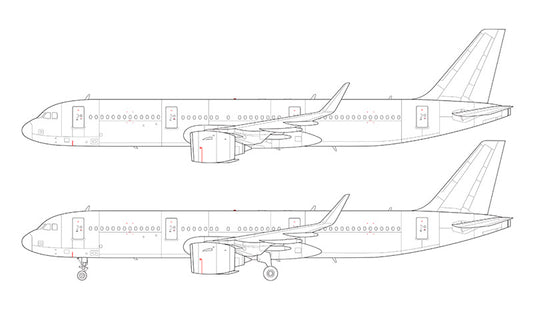 Airbus A321 NEO with Pratt & Whitney engines line drawing