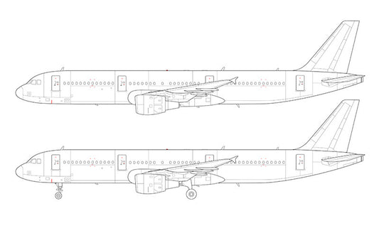 Airbus A321 with cfm56 engines line drawing