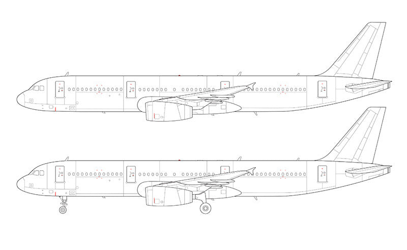 Airbus A321 with v2500 engines line drawing