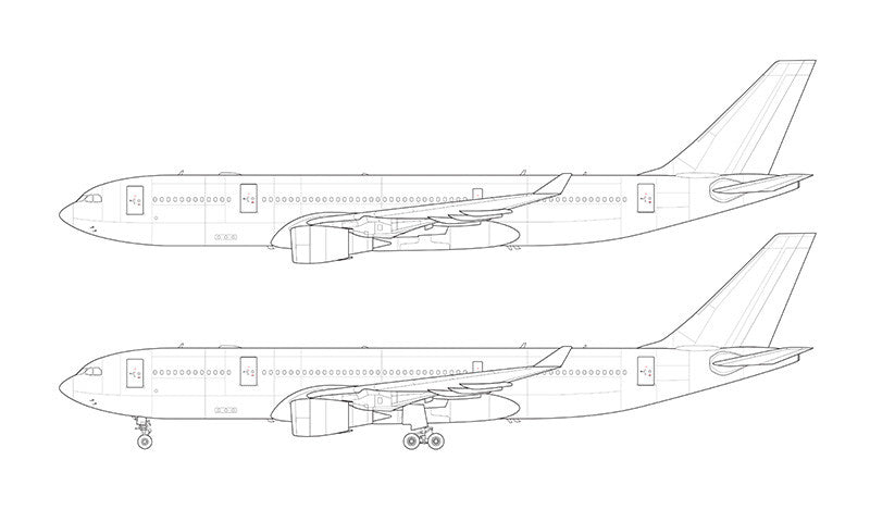Airbus A330-200 with GE engines line drawing