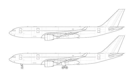 Airbus A330-200 with GE engines line drawing