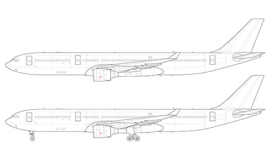 Airbus A330-300 with Pratt & Whitney engines line drawing