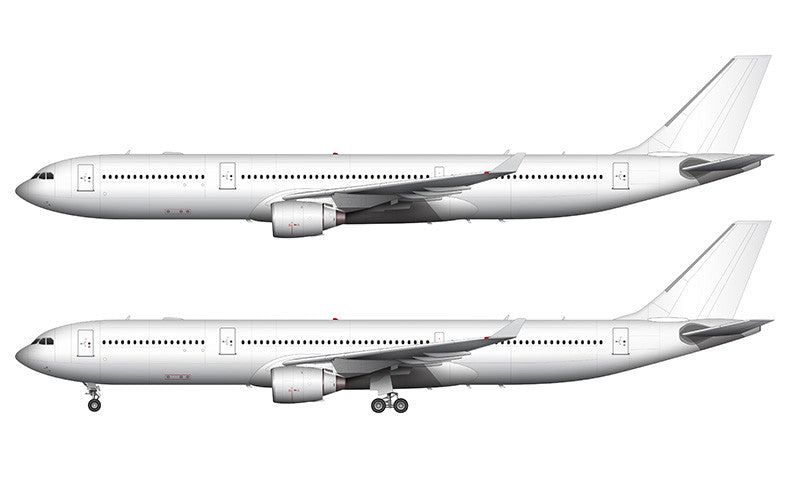 All White Airbus A330-300 with Pratt & Whitney engines template