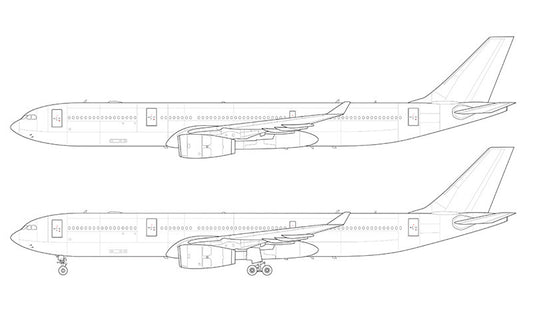 Airbus A330-300 with Rolls Royce engines line drawing