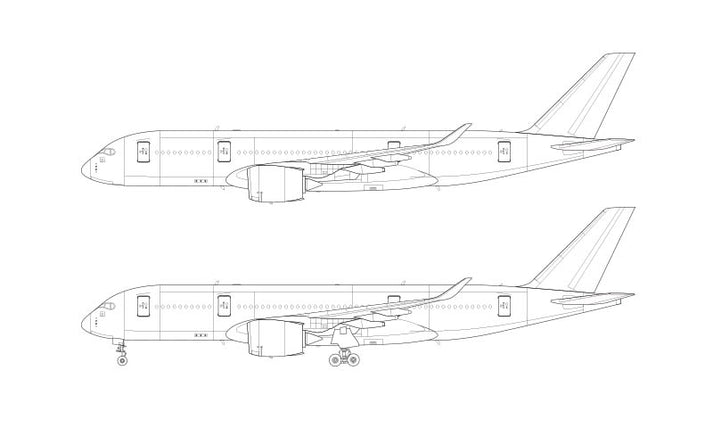 Airbus A350-800 line drawing – ShopNorebbo