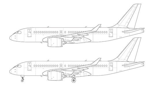 Bombardier CS100 (Airbus A220-100) line drawing