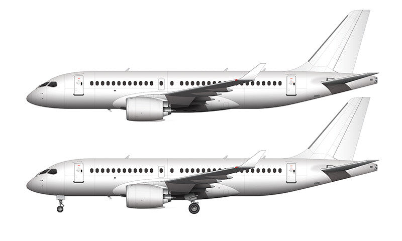 All White Bombardier CS100 (Airbus A220-100) template