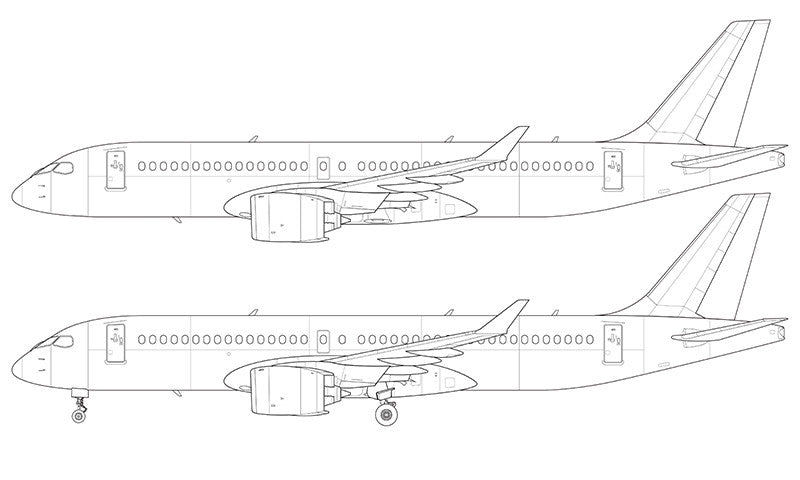 Bombardier CS300 (Airbus A220-300) line drawing