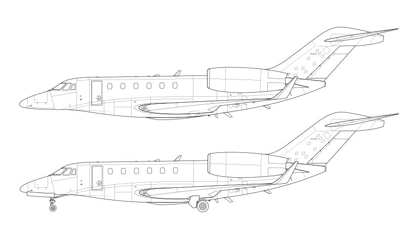 Cessna Citation X with winglets line drawing