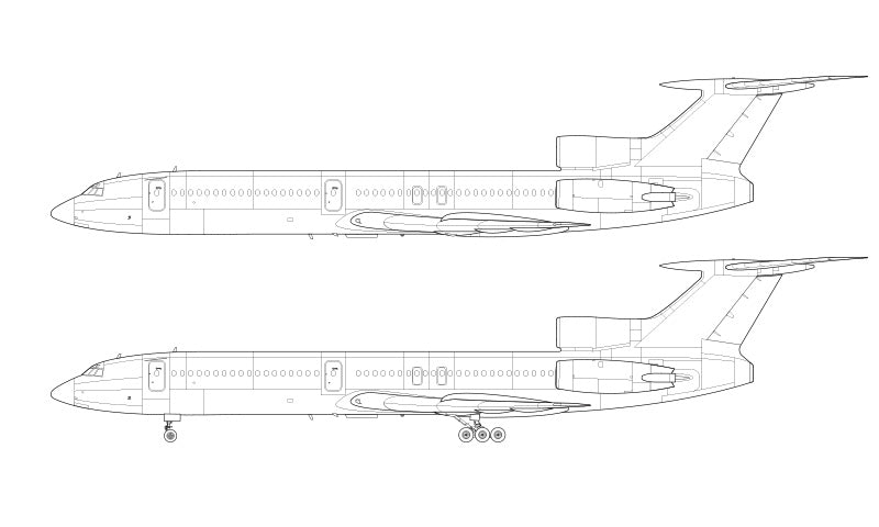 Tupolev Tu-154M line drawing